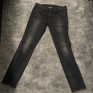 R13 Black Distressed Skinny Jeans